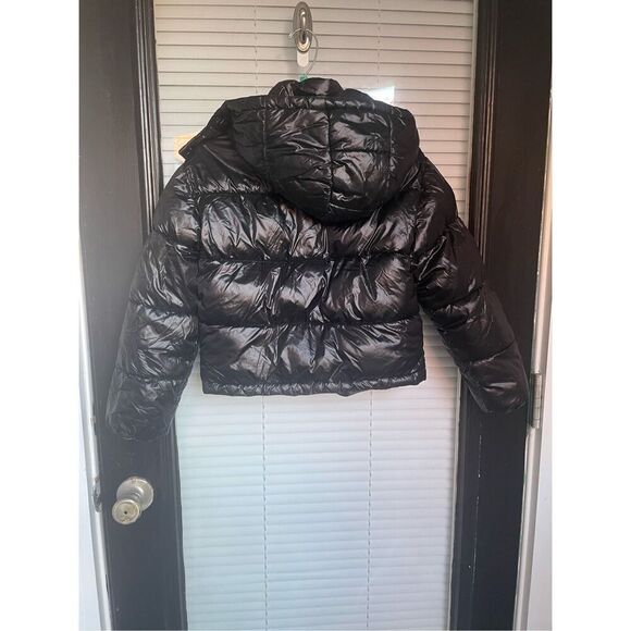 Sam Edelman Puffer Jacket Shiny With Detachable Hood Kids Black Size S 7/8 - Picture 11 of 14